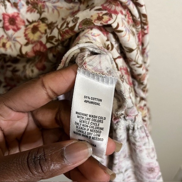 True Craft Plus Size 1X Floral Tiered Babydoll Tunic V Neck Top Cottage Prairie - Picture 7 of 9